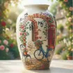 stencil plantilla reutilizable pet 30x21cms modelo escena europea parisina bicicleta 2
