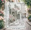 stencil plantilla reutilizable pet 30x21cms modelo escena europea parisina farol 2
