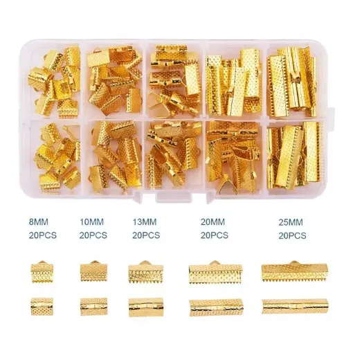 set 100 cierre cocodrilo cinta 5 medidas diferentes 8 20mms color dorado 0