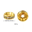 separadores metal cuentas espaciadoras 8mms x50 unidades color dorado strass cristal 2