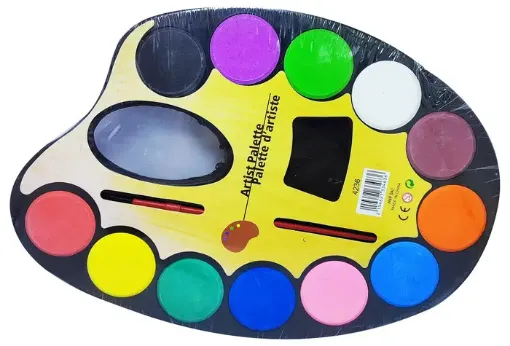 set acuarelas escolares x12 colores paleta grande pincel 0