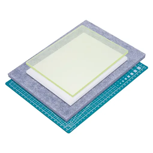 set 4 bases diferentes para corte estampado incluye tapete fieltro 20x30cms placa poliuretano 0