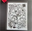 stencil plantilla reutilizable pet 30x21cms modelo time machine reloj vintage 0
