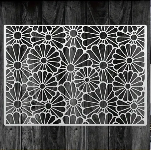 stencil plantilla reutilizable pet 30x21cms modelo floral japones 0