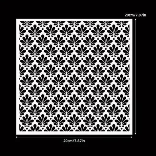 stencil plantilla reutilizable 20x20cms modelo patron floral japones 0