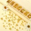 calotas capuchones hierro set x770 unidades aprox 7 formas color dorado caja plastica 5