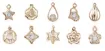 set 10 dijes colgantes metal enchapado 13 20mms color dorado claro strass x10 modelos 4