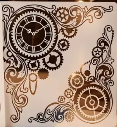 stencil plantilla 20x20cms modelo relojes steampunk 0