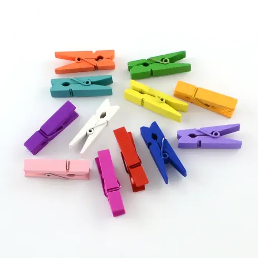 palillitos mini clip madera 35x10x7mms por 1000 unidades colores surtidos 0