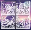 stencil plantilla reutilizable 20x20cms modelo gatos floral 4 modelos diferentes precio unitario 0