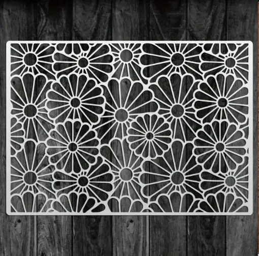 stencil plantilla reutilizable pet 30x21cms modelo flores margaritas 0