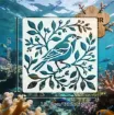 stencil plantilla reutilizable 15x15cms modelo pajarito rama 2