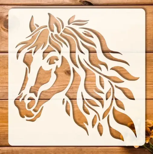 stencil plantilla reutilizable 15x15cms modelo cabeza caballo 0