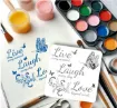 stencil plantilla reutilizable 15x15cms modelo cartel live laugh love 2