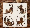 stencil plantilla reutilizable 15x15cms modelo gatos adorables 1