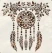 stencil plantilla reutilizable 15x15cms modelo rosas plumas bohemia 0