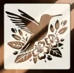 stencil plantilla reutilizable 15x15cms modelo picaflor colibri floral 0