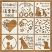 stencil plantilla reutilizable 15x15cms modelo perro 9 motivos diferentes precio unitario 0