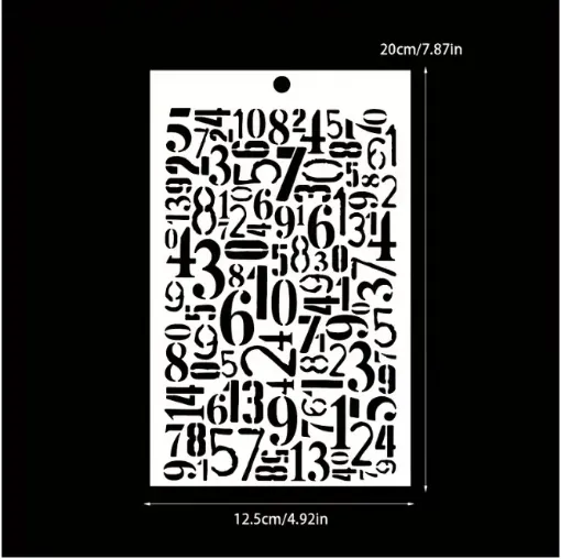 stencil plantilla reutilizable 20x12 5cms modelo numeros vintage 0