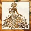 stencil plantilla reutilizable 15x15cms modelo dama elegante floral 0