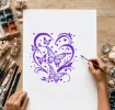 stencil plantilla reutilizable 15x15cms modelo mariposas corazones 2