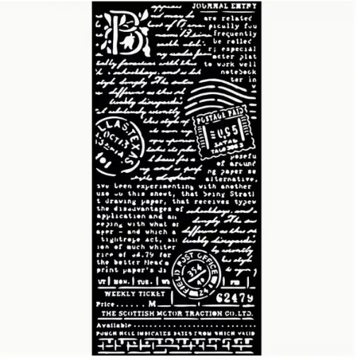 stencil plantilla reutilizable 25x12cms modelo carta sellos vintage 0