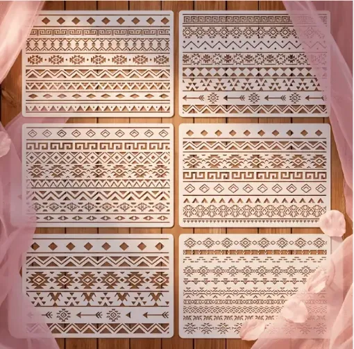 stencil plantilla reutilizable medida 21x15cms modelo guardas finas x6 motivos precio unitario 0