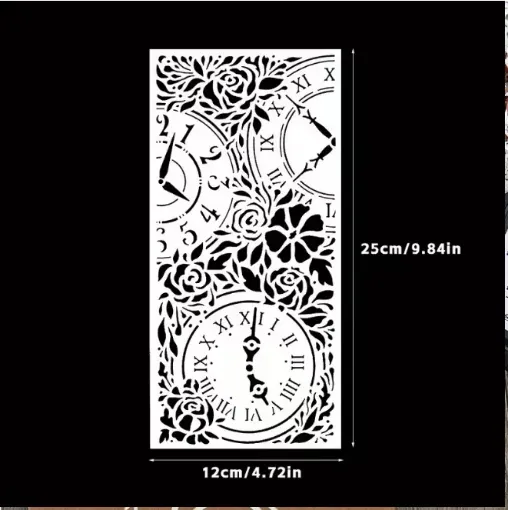 stencil plantilla reutilizable 25x12cms modelo relojes vintage 0