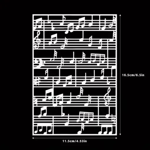 stencil plantilla reutilizable 16 5x11 5cms modelo partitura notas musicales 0