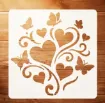 stencil plantilla reutilizable 15x15cms modelo mariposas corazones 0
