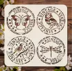 stencil plantilla reutilizable 15x15cms modelo sellos vintage animales 0