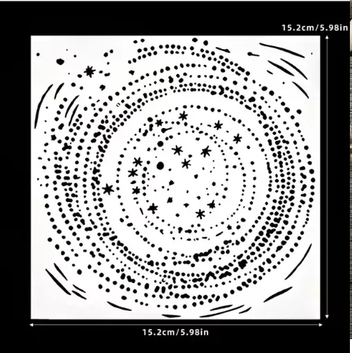 stencil plantilla reutilizable 15x15cms modelo textura estrellas vortices 0