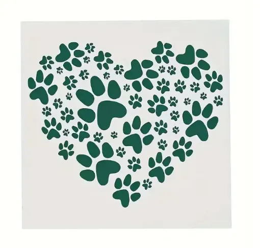 stencil plantilla reutilizable 13x13cms modelo corazon huellas perro 0