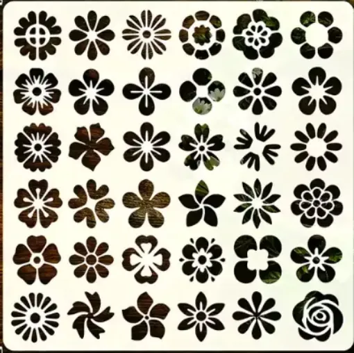 stencil plantilla reutilizable 15x15cms modelo florcitas mini x36 0
