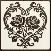 stencil plantilla reutilizable 15x15cms modelo corazon rosas vintage 0