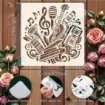 stencil plantilla reutilizable 15x15cms modelo instrumentos musicales 1