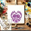stencil plantilla reutilizable 15x15cms modelo corazon rosas vintage 5