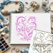 stencil plantilla reutilizable 15x15cms modelo mariposas corazones 4