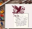 stencil plantilla reutilizable 15x15cms modelo picaflor colibri floral 3