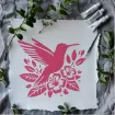 stencil plantilla reutilizable 15x15cms modelo picaflor colibri floral 5