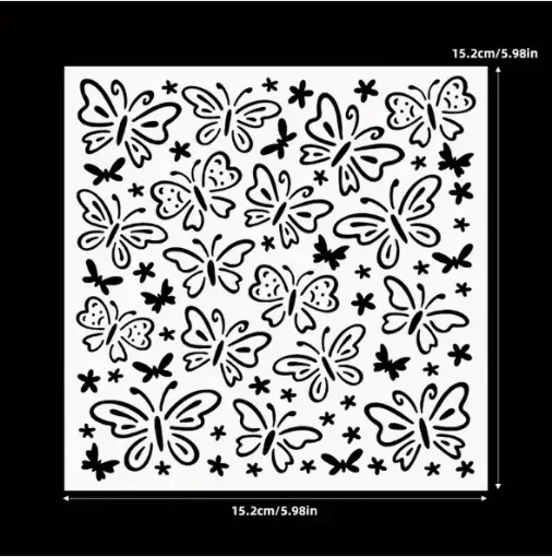 stencil plantilla reutilizable 15x15cms modelo maripositas 0