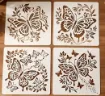 stencil plantilla reutilizable 10x10cms modelo mariposas floral set 4 modelos diferentes 0
