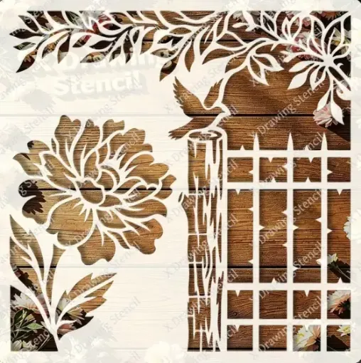 stencil plantilla reutilizable 15x15cms modelo jardin enredadera 0