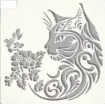 stencil plantilla reutilizable 15x15cms modelo gato floral vintage 0
