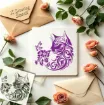 stencil plantilla reutilizable 15x15cms modelo gato floral vintage 2