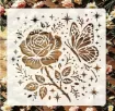 stencil plantilla reutilizable 15x15cms modelo rosa mariposa 1