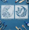 stencil plantilla reutilizable 15x15cms modelo luna creciente floral set 2 modelos diferentes 1