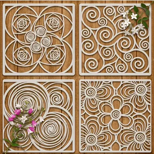 stencil plantilla reutilizable 15x15cms modelo calados ondas 4 motivos diferentes precio unitario 0
