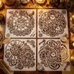 stencil plantilla reutilizable 15x15cms modelo relojes steampunk 4 motivos diferentes precio unitario 1