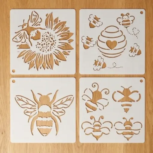 stencil plantilla reutilizable 15x15cms modelo panal abejas 4 motivos diferentes precio unitario 0
